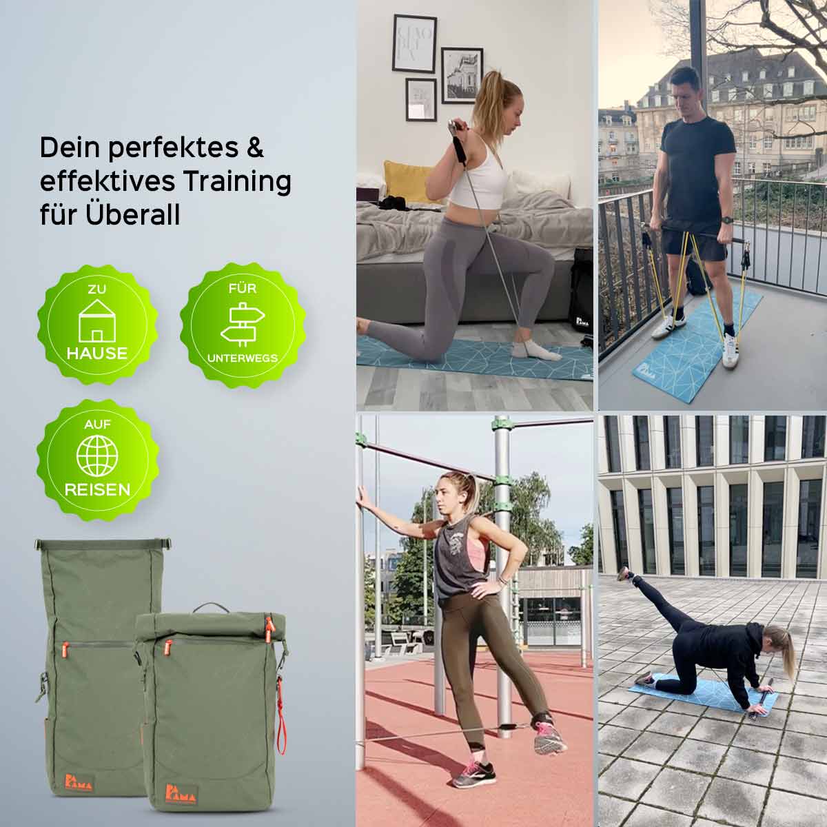 PAKAMA- fitnessrucksack-gruen-sport an der frischen Luft