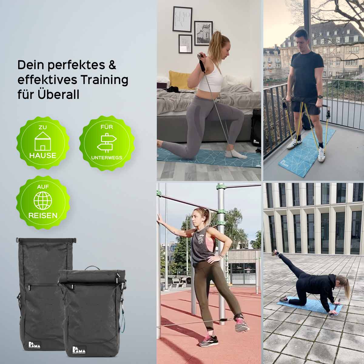 PAKAMA- fitness rucksack-schwarz-sport an der frischen Luft