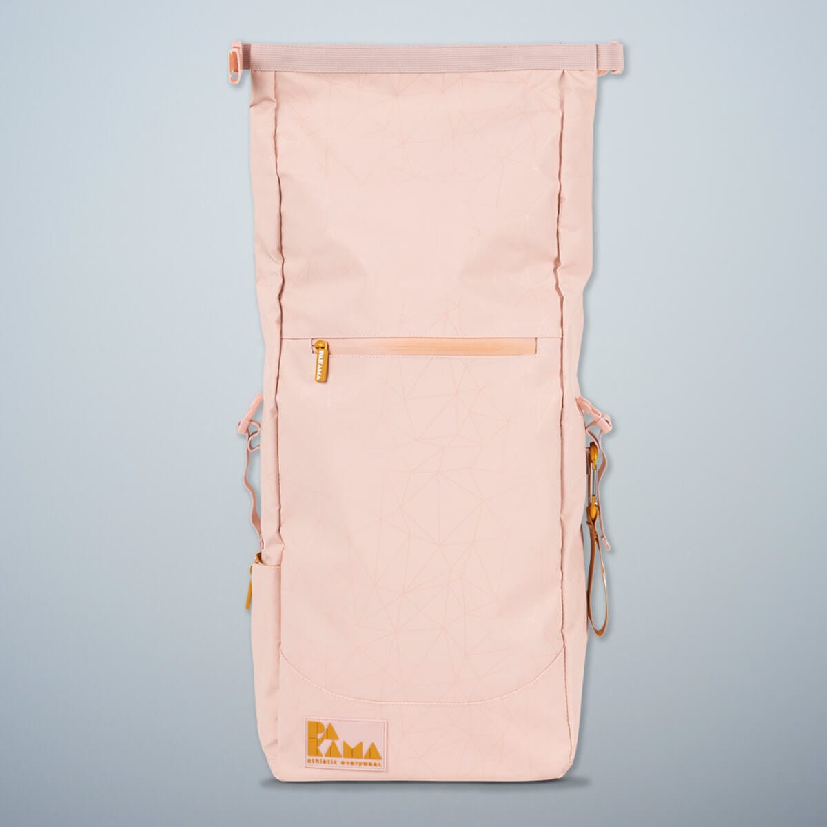 PAKAMA-fitnessrucksack-pink-front-rolltop-geöffnet